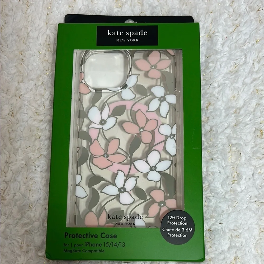 Kate Spade Pink and White Floral iPhone 14 Pro‎ Max Protective Case